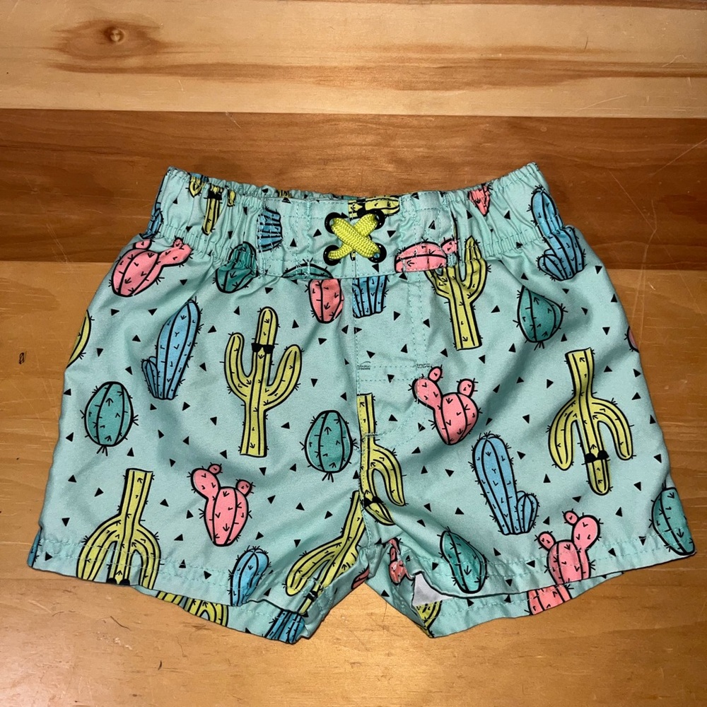 Cactus patterned boys swim trunks
